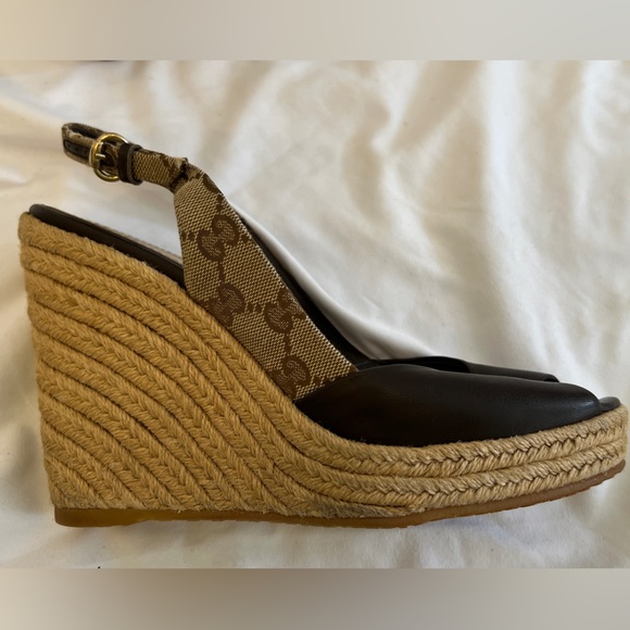 Gucci Slingback Canvas Wedges - Picture 4 of 8